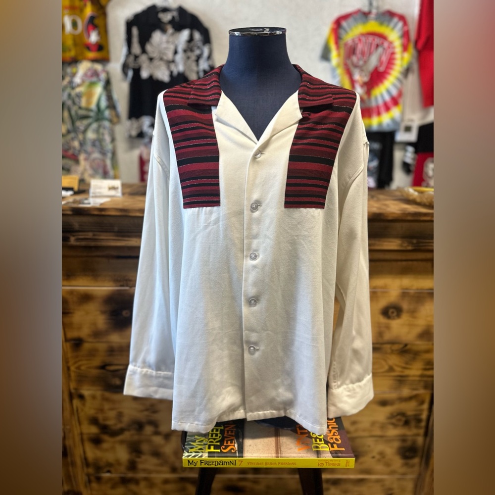 1950s Style Hollywood Rogue lurex two tone "Rock N Roll"  XL Rayon Gabardine